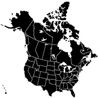 Map of the USA and Canada