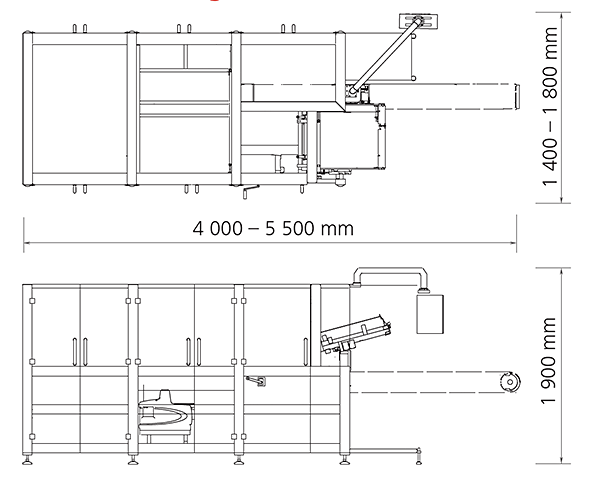 Topload Cartoner CAM Dimensions